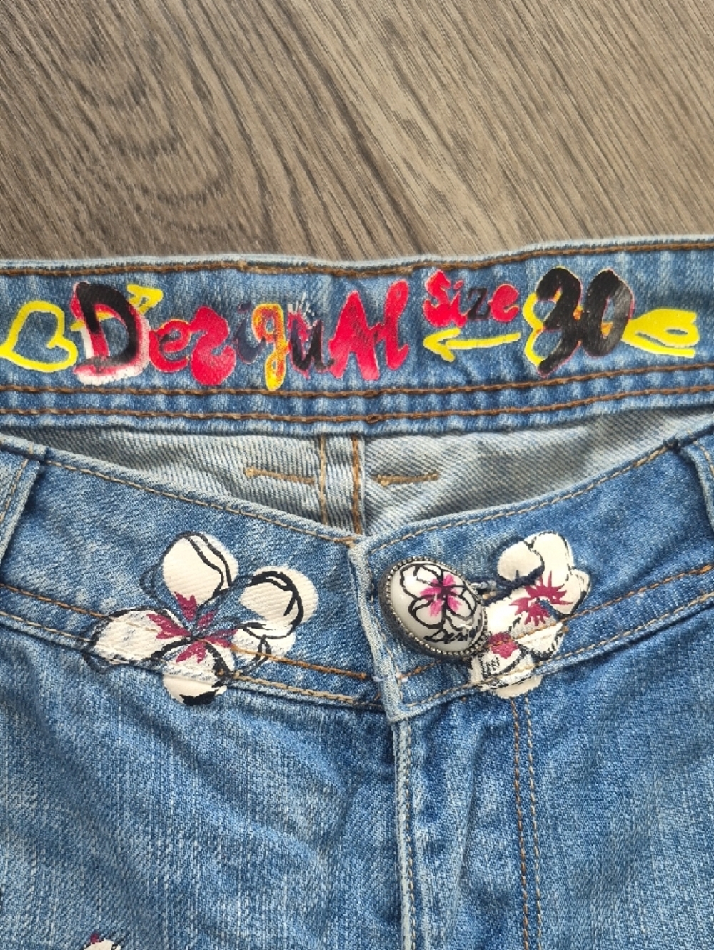 Desigual Florish Art Denim Size 30 Light Wash Blue Women’s Jeans - Picture 4 of 5